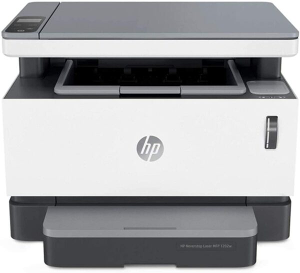 HP Neverstop 1202w All-in-One Wireless Mono Laser Printer with Cartridge-Free Toner Tank, comes with up to 5,000 pages of toner in the box (5HG92A)