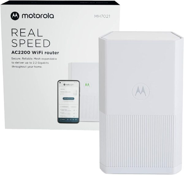 Motorola Gigabit Smart Home WiFi Router | WiFi Mesh System Compatible | AC2200 WiFi | Fast Setup, Security, Adblocking + Parental Controls with The Motosync app (MH7021-10S)