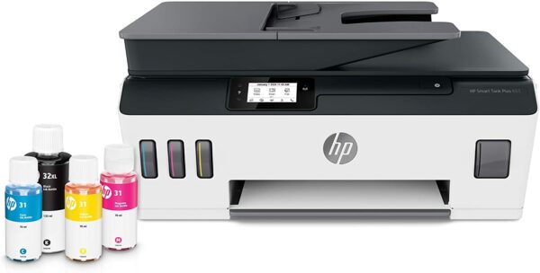 HP Smart -Tank Plus 651 Wireless All-in-One Ink -Tank Printer, up to 2 Years of Ink in Bottles, Auto Document Feeder, Mobile Print, Scan, Copy, Works with Alexa (7XV38A)
