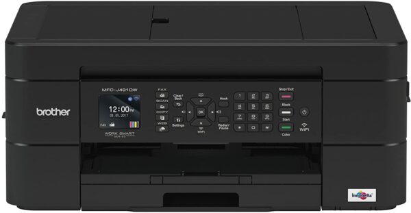 Brother Wireless All-in-One Inkjet Printer, MFC-J491DW, Multi-function Color Printer, Duplex Printing, Mobile Printing,Amazon Dash Replenishment Enabled, Black, 8.5 (MFCJ491DW)
