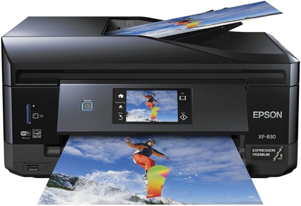 Epson XP-830 Wireless Color Photo Printer with Scanner, Copier & Fax, Amazon Dash Replenishment Ready, C11CE78201, 1