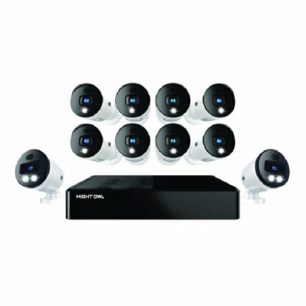 Refurbished Night Owl CLB8D12-282ILSA Expandable 12 Channel Wired Bluetooth DVR w/ (8) Wired BNC & (2) Wired IP 4K UHD Cameras