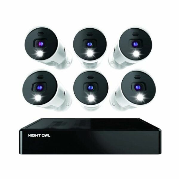Refurbished Night Owl CL-BT8D-8-26LSA 8 Channel Wired Bluetooth DVR w/ 6 Wired 4K UHD Spotlight Cameras & 2TB Hard Drive