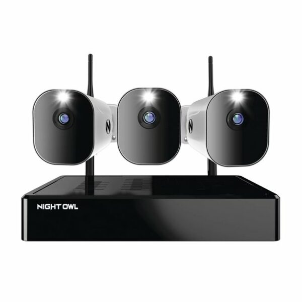 Refurbished Night Owl SC-23-BWIP1-2B Expandable 10 Channel Wi-Fi NVR with (3) 1080p Wire Free (Battery Powered) Spotlight Cameras and 1TB Hard Drive
