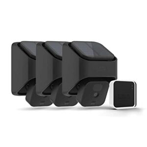 Blink Outdoor + Solar Panel Charging Mount – wireless, HD smart security camera, solar-powered, motion detection – 3 Camera System with Sync Module 2 included