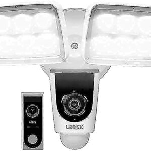 Lorex 1080p Wi-Fi Dual Floodlight Camera and 1080p Wi-Fi Video Doorbell Security Camera with Motion Detection