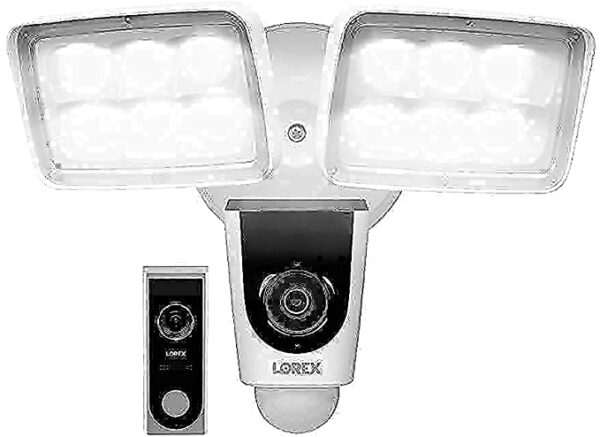 Lorex 1080p Wi-Fi Dual Floodlight Camera and 1080p Wi-Fi Video Doorbell Security Camera with Motion Detection