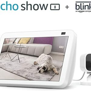 Echo Show 8 (2nd Gen, 2021 release) - Glacier White bundle with Blink Mini