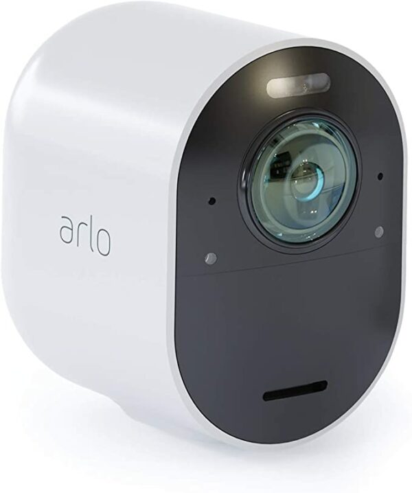 Arlo Ultra Smart Home Security Cameras, Alarm, Rechargeable, Colour Night Vision, Indoor/Outdoor, 4K UHD, 2-Way Audio, Spotlight, 180 Degree View, Add On Camera - SmartHub Needed, VMC5040