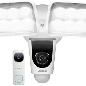 Lorex 1080p Wi-Fi Dual Floodlight Camera and Lorex 2K QHD Wi-Fi Video Doorbell Outdoor Security Camera