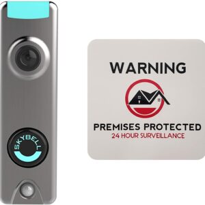 Generic Skybell Trim II Pro Silver Wi-Fi Video Doorbell Camera Bundled with 4 inch Warning Sticker (TR04400SL)