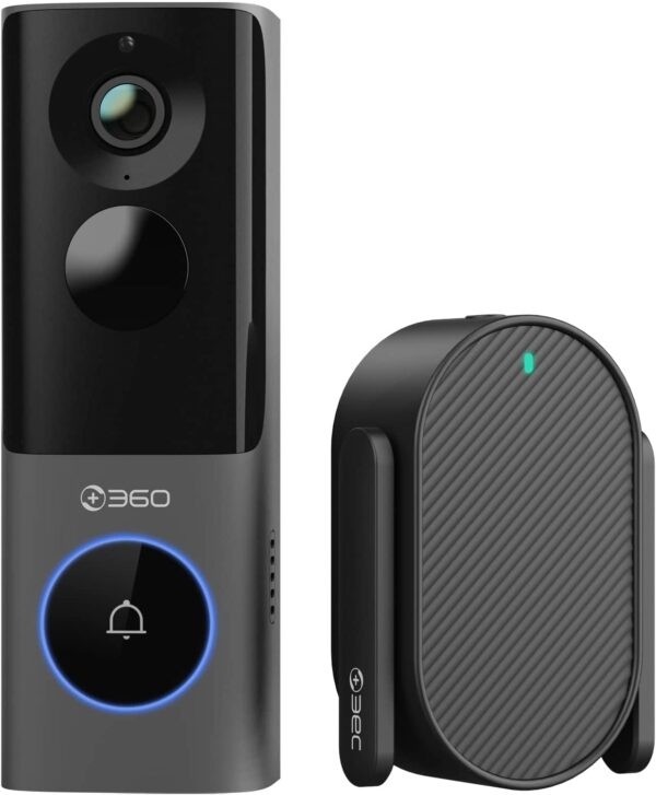 Wireless Video Doorbell, 5MP UltraHD Doorbell Camera with Chime, Enhanced (2.4/5 GHz) WiFi, 180-Day Battery Life, Free 8GB Local Storage, Human Face Detection, IP66 Waterproof, Compatible with Alexa