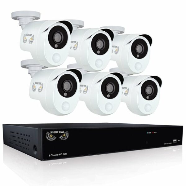 Night Owl's 8 Channel Smart Detection Security System with 6 x 1080p Wired Infrared Cameras and 1 TB Pre-Installed Hard Drive