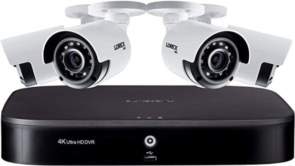 Lorex 4K Indoor/Outdoor Analog Wired Security Camera System, Ultra HD Bullet Cameras with Motion Detection Surveillance, Color Night Vision & Smart Home Compatibility, 1TB 8 Channel DVR, 4 Cameras
