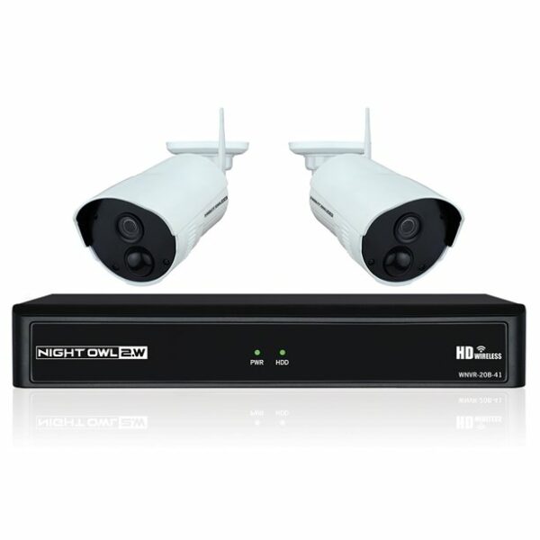 Night Owl 4 Channel 1080p Wireless Smart Security Hub with 1 TB Pre-Installed Hard Drive and 2 x 1080p Infrared IP Cameras with Two-Way Audio, 300 ft. wireless signal, 100 ft. night vision