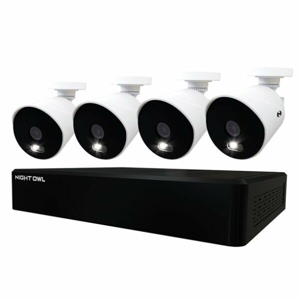 Refurbished Night Owl WM-DP812-41L 12 Channel 4K Wired DVR, 4 Wired Light Cameras & 1TB HDD