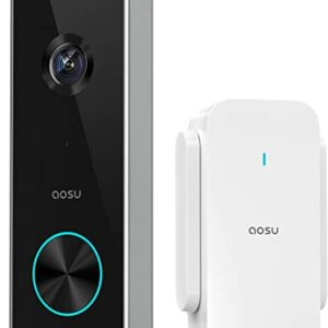 Wireless Doorbell Camera, aosu Battery-Powered Video Doorbell, 2K Resolution, No Monthly Fees, 2.4GHz WiFi, Human Detection, 120-Day Battery Life, Video Calling, Voice Changer, Work with Alexa