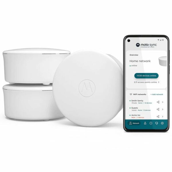 Motorola WiFi 6 Mesh System, 1.8 Gbps speed | mh7600 | 3-Pack covers 5,000 sqft