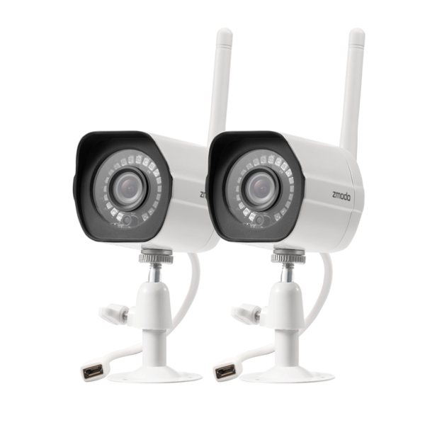 Zmodo 1080p Full HD Outdoor Wireless Security Camera System, 2 Pack Smart Home Indoor Outdoor WiFi IP Cameras with Night Vision, Compatible with Alexa